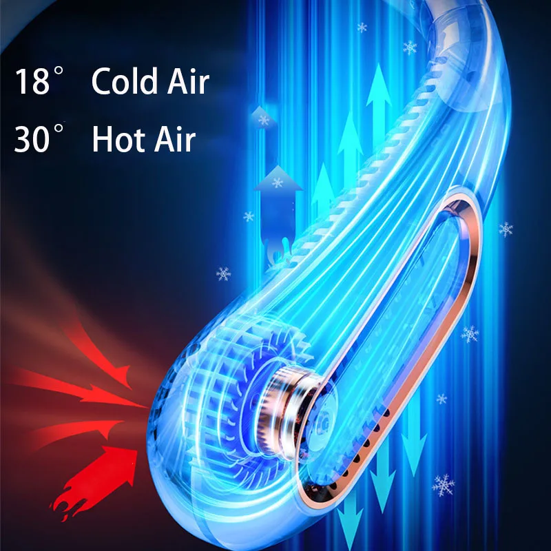 LED Display Portable Neck Fan Hanging Air Cooler Electric Fans Bladeless Rechargeable Ventilador Cooling Fans Neckband Outdoor