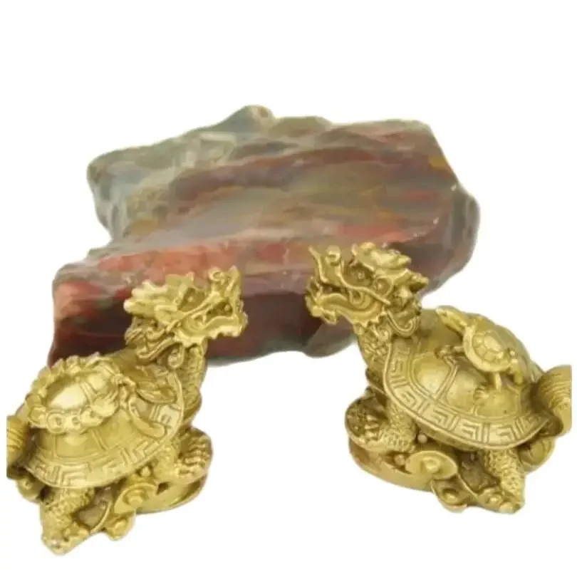 

Dragon Turtle Ornament Brass Dragon Turtle Brass Dragon Turtle Head Gold Money Turtle Brass Mother Child Turtle Home Decoration