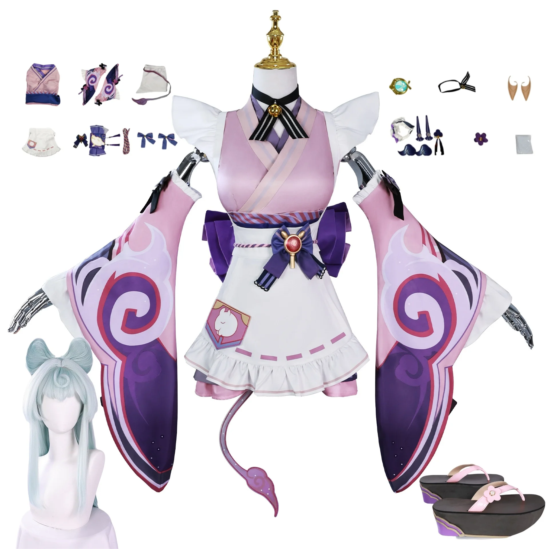 Игра Genshin Impact Юмакики Мизуки Косплей Костюм Парик Обувь