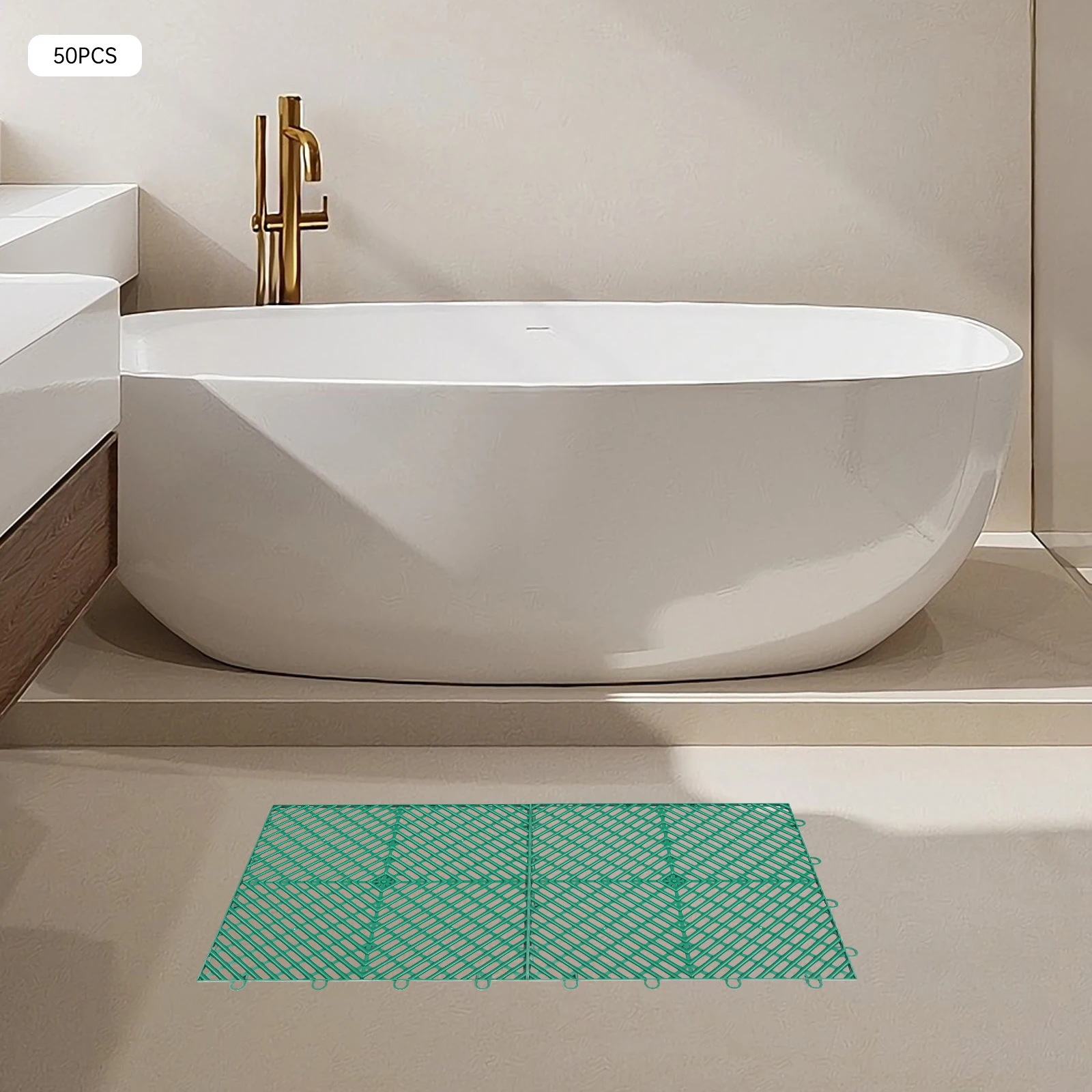 Tiles Interlocking 50PCS Green, Drainage Tiles 12x12x0.5 Inches, Deck Tiles Outdoor Floor Tiles