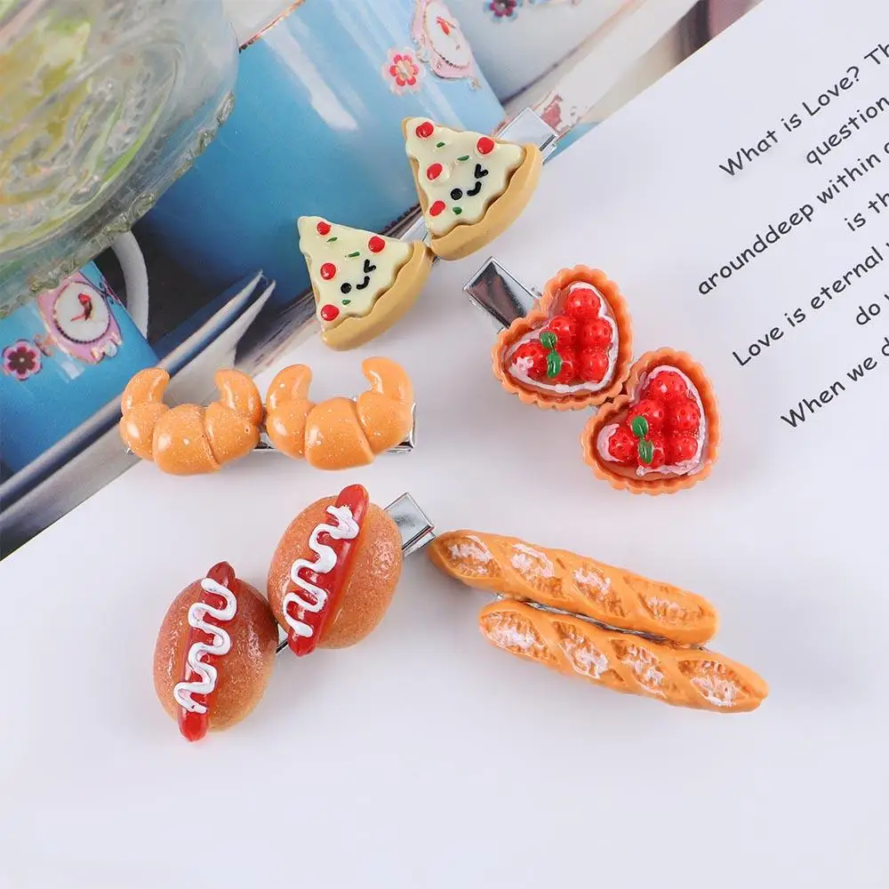 

Headwear Cute Egg Tart Simulated Food Pizza For Girls Korean Barrettes Women Hair Clips BB Hairpins Duckbill Side Clips