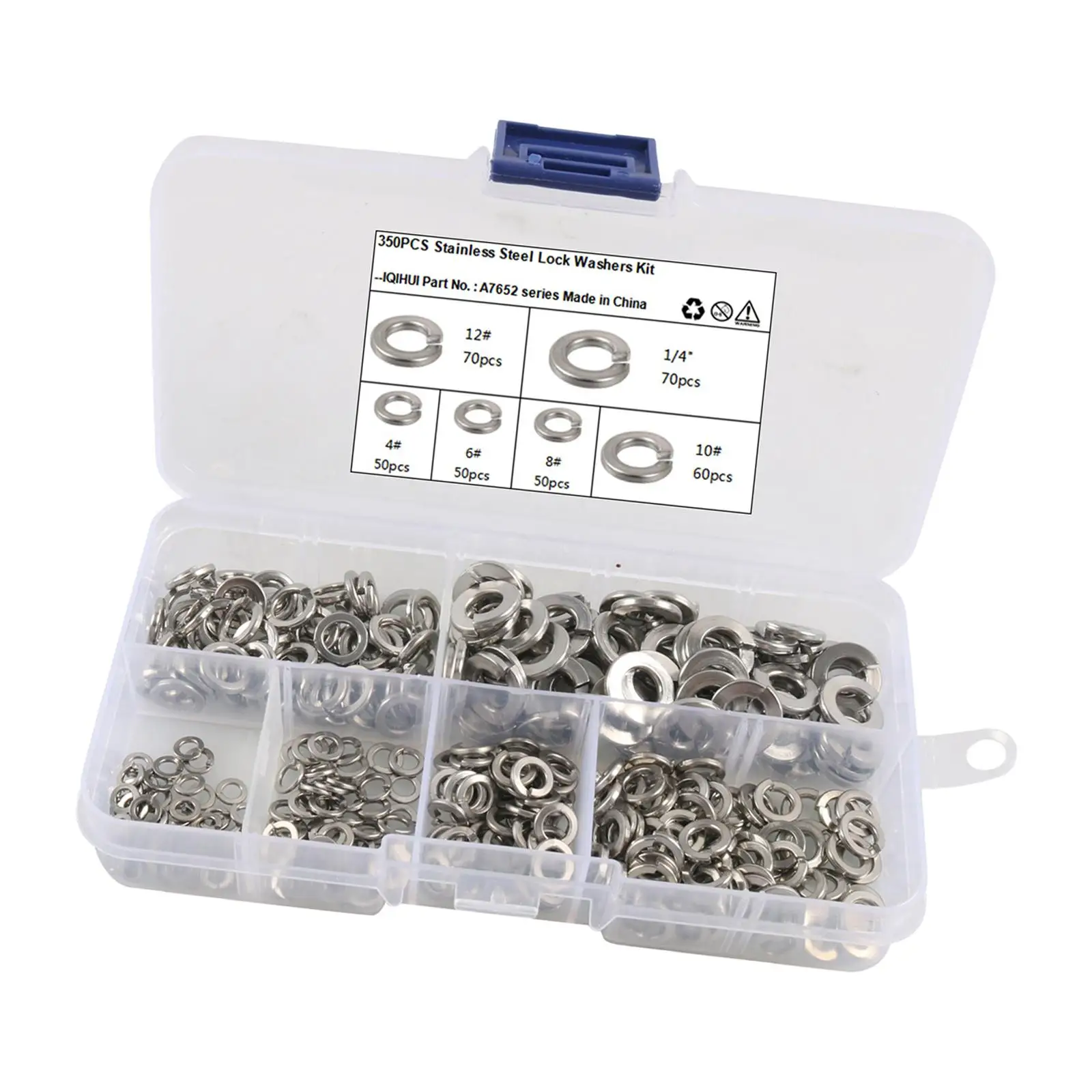 Stainless Steel Lock Washers 6 Sizes with Container Box for Automotive Factories Repair Marine