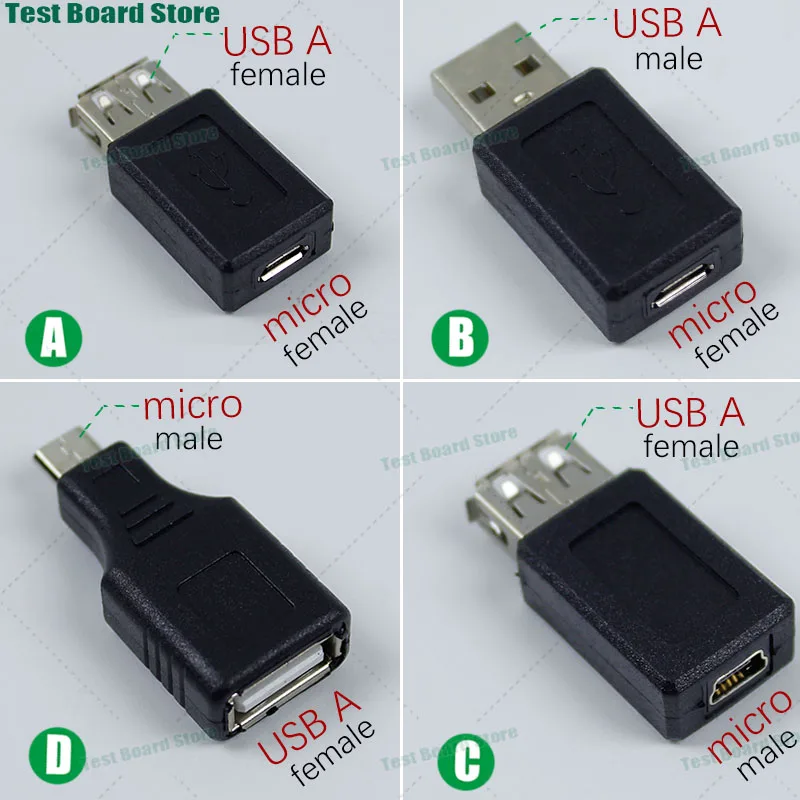 1Pce straight head micro to USB data converter adapter USB male to micro female mini USB 5P converter Android interface