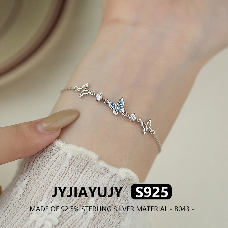 

JYJIAYUJY 100% цельное серебро S925, браслет-подвеска с бабочкой, инкрустированный цирконием для нее, элегантный подарок на каждый день для женщин B043