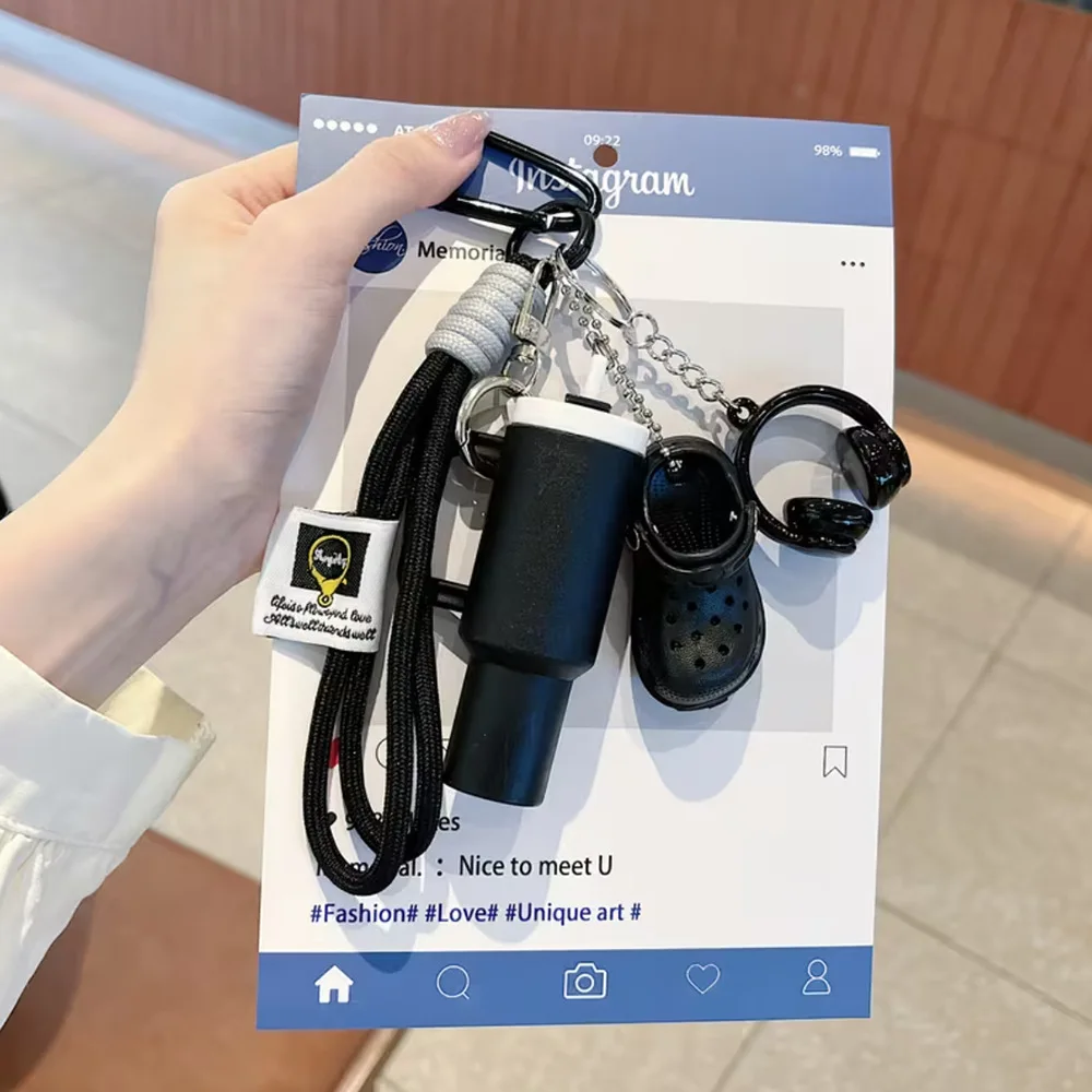 Wasserflaschen-Schlüsselanhänger, trendiger gewebter Seil-Schlüsselring und Handgelenkschlaufe für Handtaschen, Anti-Verlust-Autoschlüsselanhänger, Kopfhörer-Dekoration, Geschenke – Detail 4