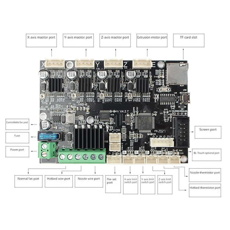 Silent Mainboard For 3D Printer Part Compatible With Ender-3V2 4.2.7 Printer Accessories For Ender-3 V2 Ender-3Pro