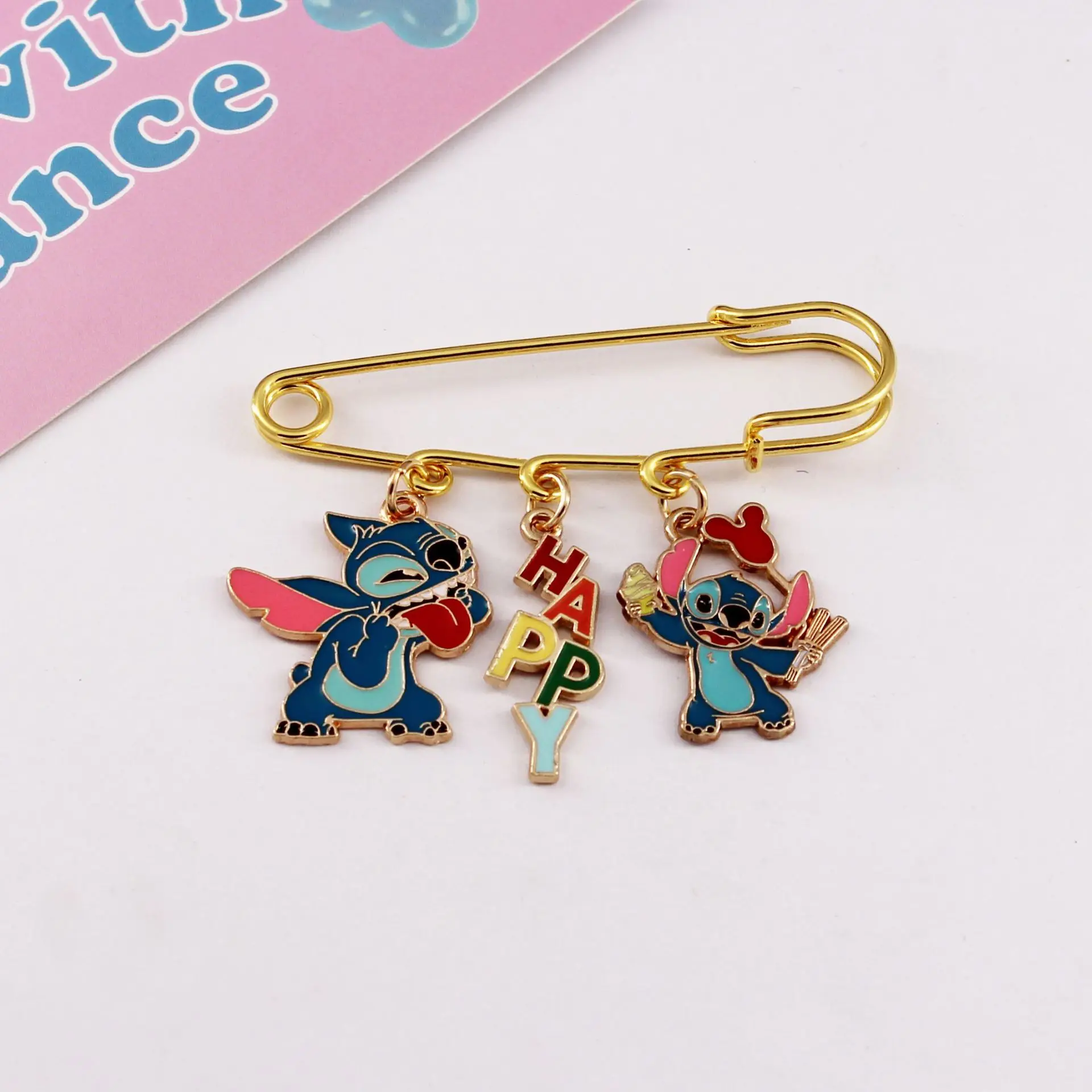 Lilo & Stitch Cartoon Creative Metal Brooch Disney Anime Stitch Drip Personality Bag Hanging Accessories Badge Keychain Pendant