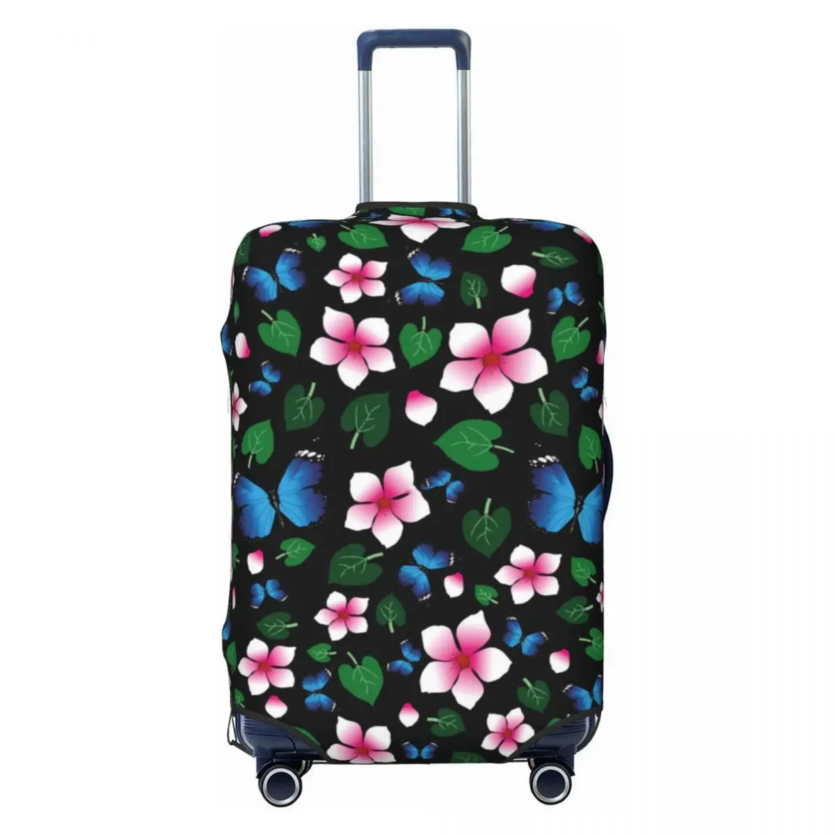 Blue Butterfly Suitcase Cover Flower Cute Japan Pattern Cruise Trip Vacation Practical Luggage Accesories Protection