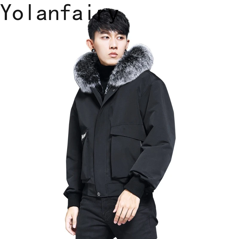 

YOLANFAIRY Warm Men's Fur Parkas Winter Rabbit Fur Liner Jacket for Man 2025 Hooded Fox Fur Collar Loose Outerwears Chaquetas