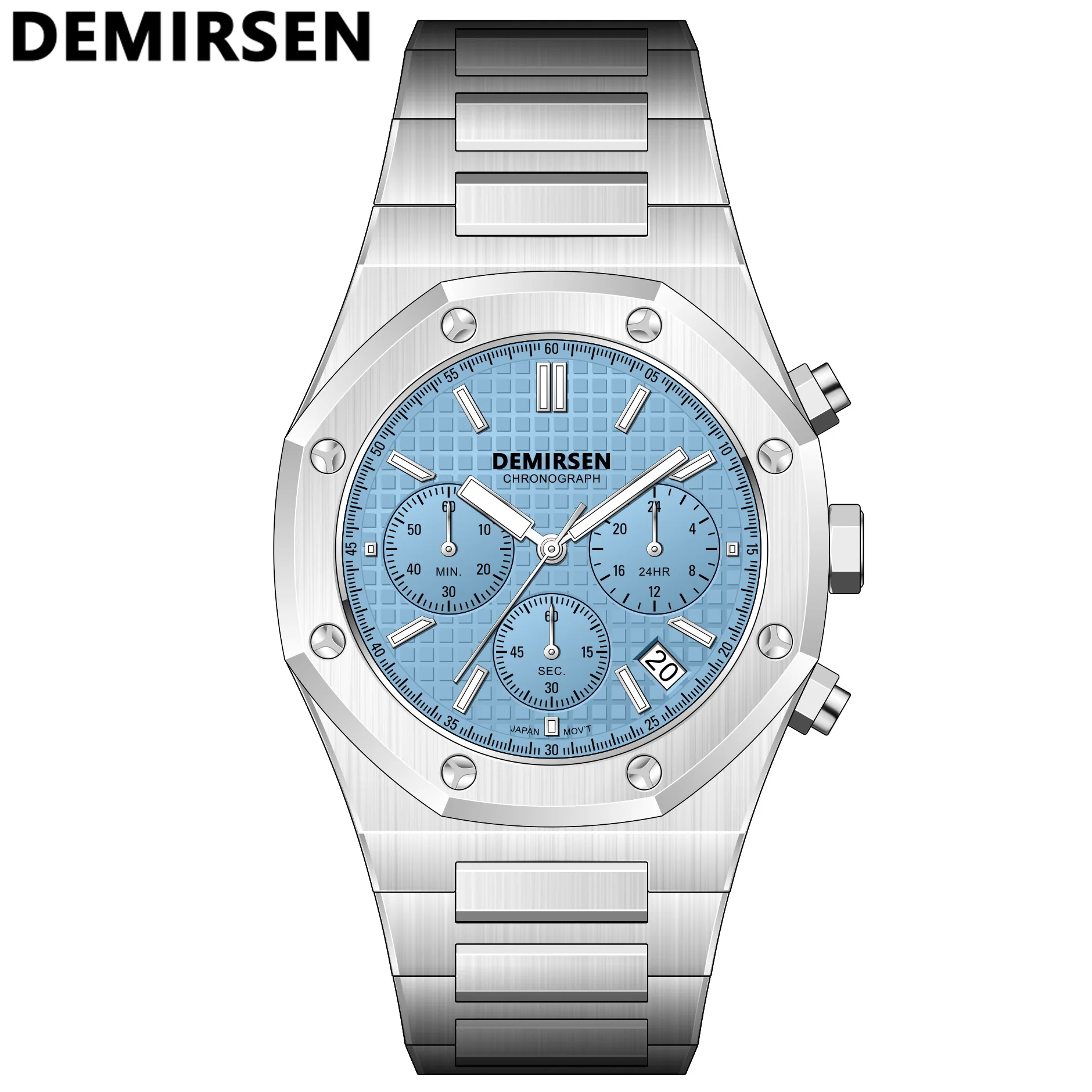 

Demirsen Drop Shipping Luxury Sapphire Japan VK63 Movement Wristwatch Waterproof 100M Quartz Chronograph Top Brand Watch for Men