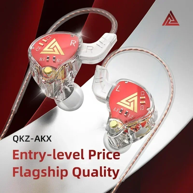 QKZ AKX IEM Monitor nivel auriculares transparentes intrauditivos con cable auriculares con micrófono HiFi Bass estéreo Muisc auriculares AUX 3,5 MM