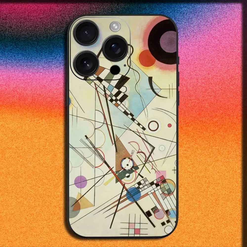 เคสโทรศัพท์ลายศิลปะนามธรรมของวาซิลี คันดินสกี สำหรับ iPhone 17,16,15,14,13,12,Pro,Max,Plus,E,SE4,Air,Mini สีดำ