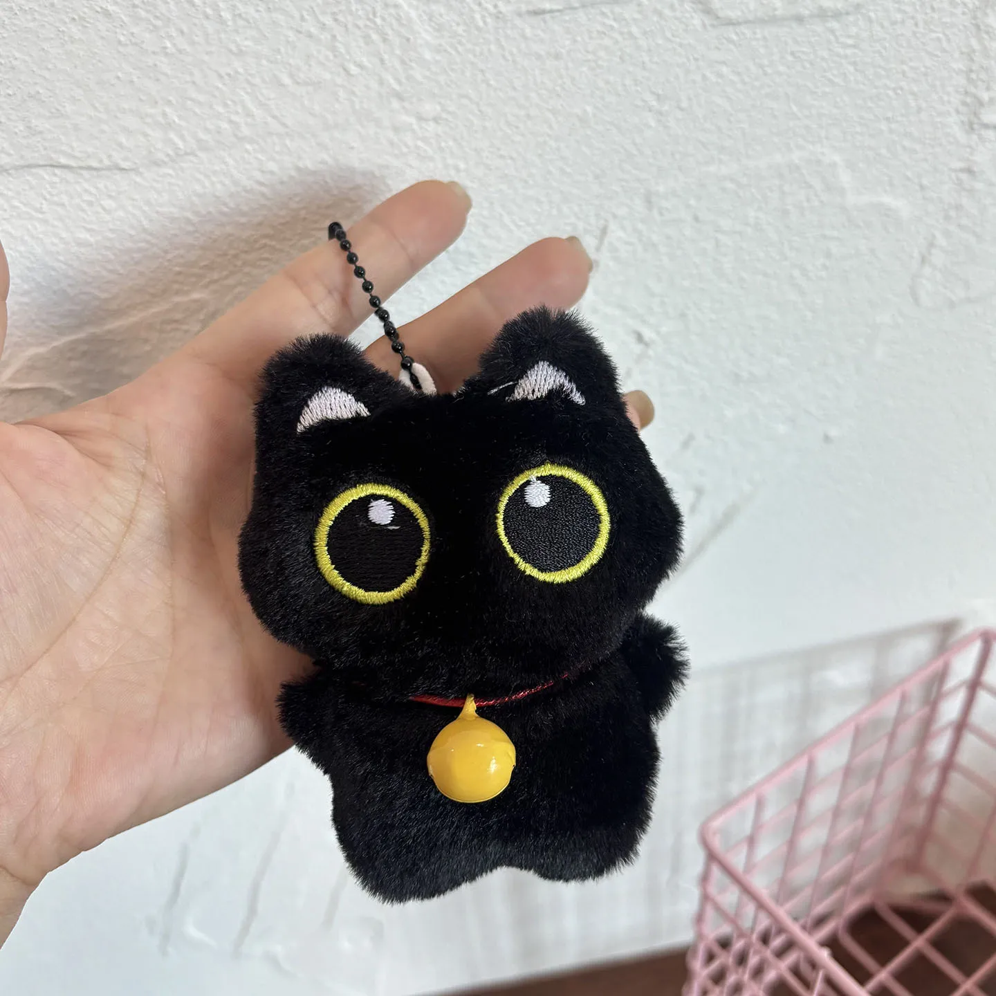 Nette Plüsch Big Eyed Schwarze Katze Puppe Anhänger Mädchen Rucksack Puppe Anhänger Paar Tasche Schlüsselbund Telefon Charms Tasche Anhänger Zubehör