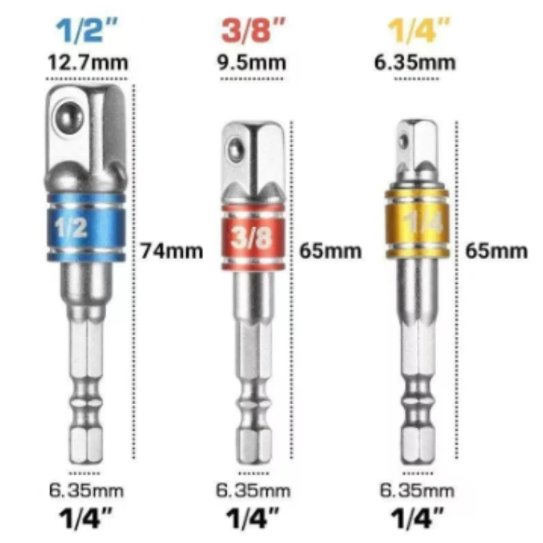 Extended Converter Power Drill Hex To High Speed Nut Male Square Wrench 1/4 3/8 1/2 Impact Driver Socket Extension Adapter