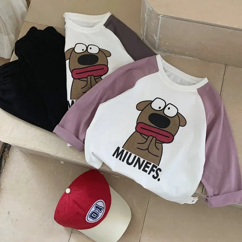 

JIAYAN 2025Girls T-shirts Long Sleeve Tops For Kids 2025 Spring Autumn Children Blouse Toddler Tees Cotton Baby Outfits Boys Clo