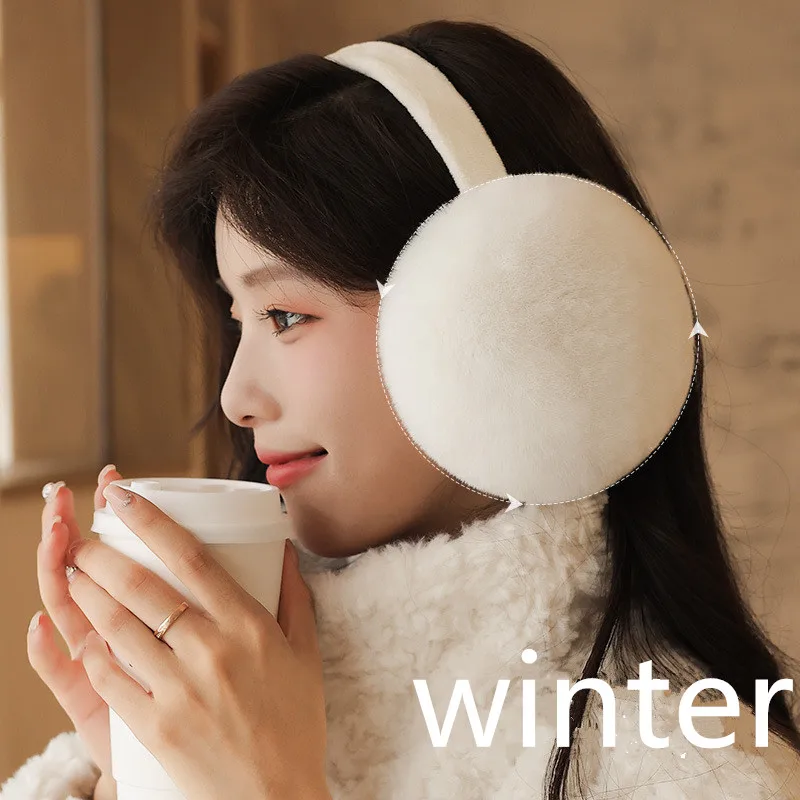 Women Soft Plush Ear Warmer Winter Warm Foldable EarMuffs Fashion Solid Color Fur Earflap Outdoor Cold Protection Ear Cover