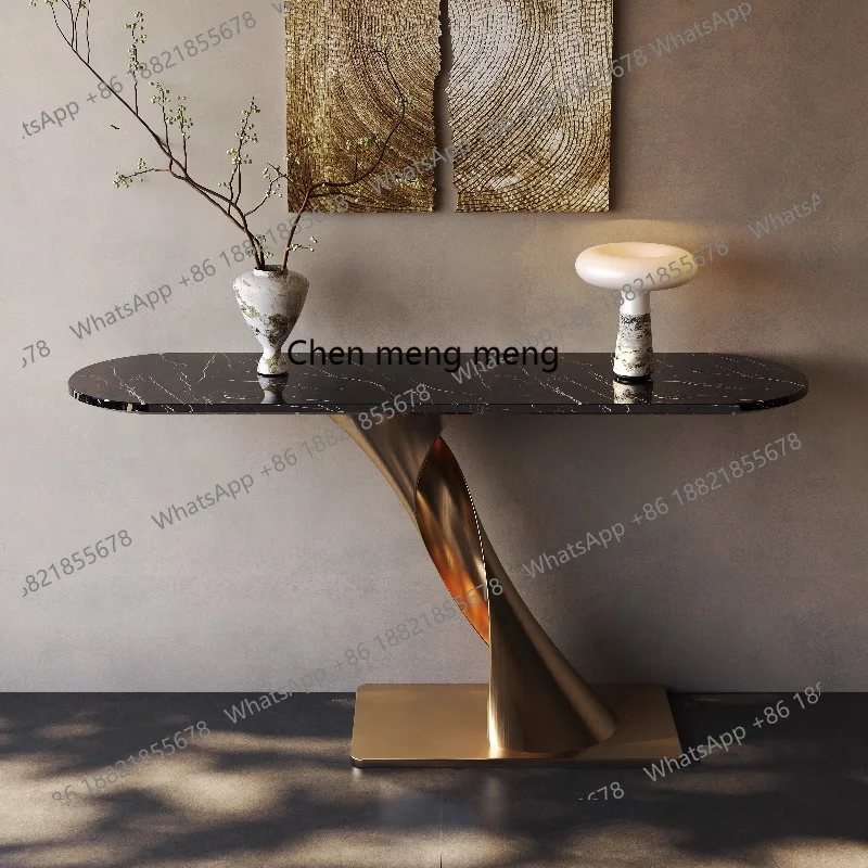 

Light luxury marble entrance table Entry door Decorative table against the wall Entrance cabinet Villa entrance