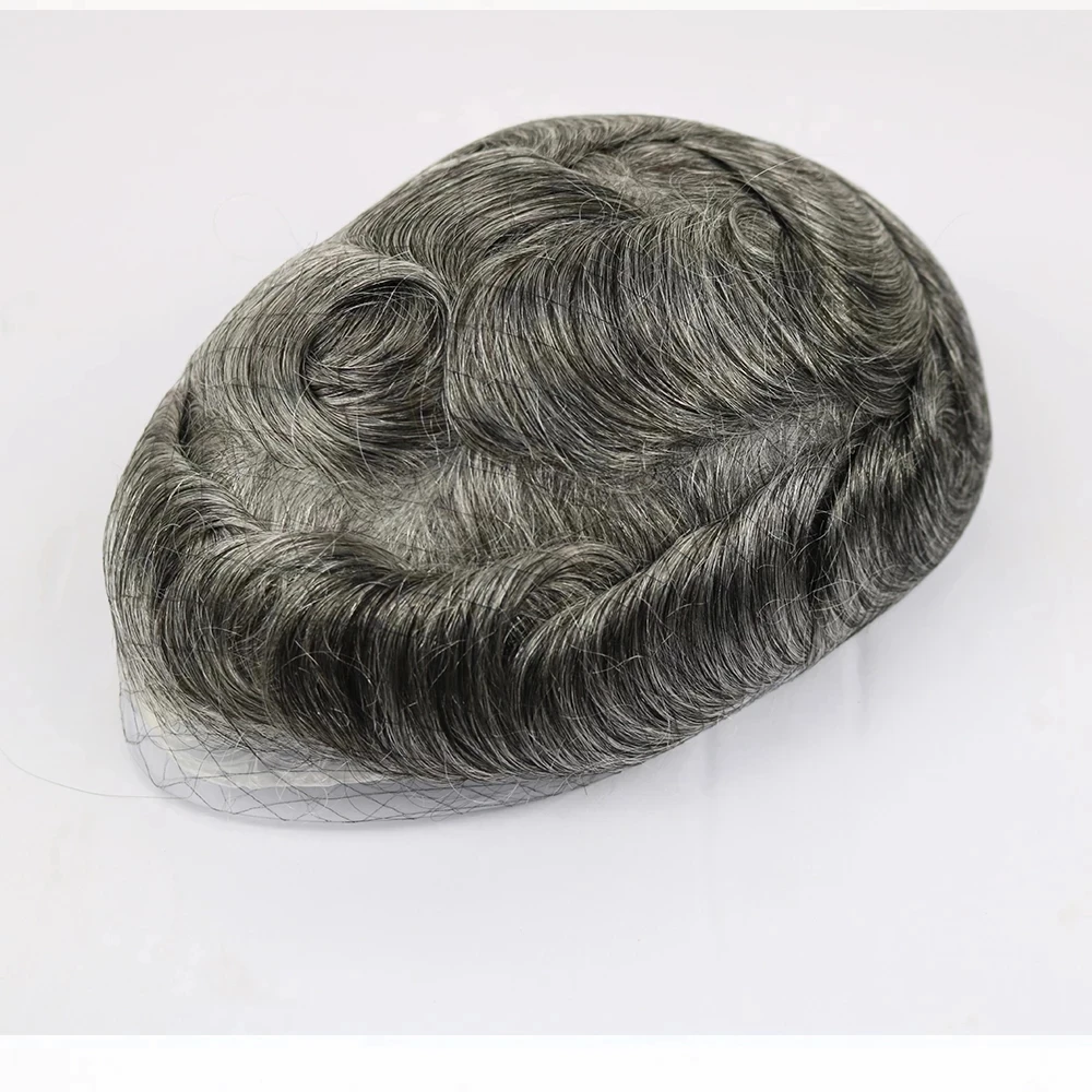 VERSALITE Male Hair Prosthesis Lace With Mono and Pu Base Bleached Knots Human Hair Toupee Men Wig Natural Hairline Prosthesis