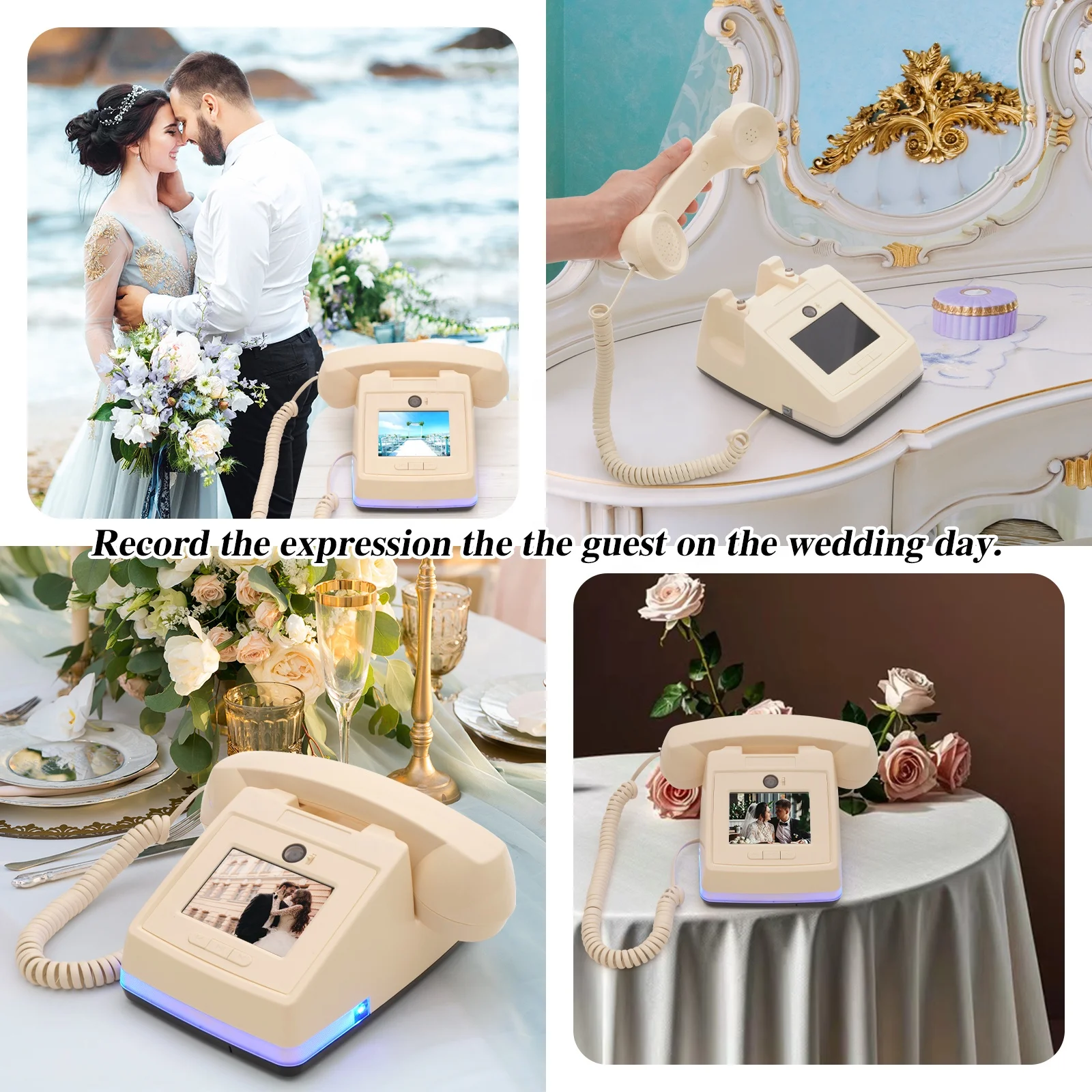 1080P Video & Audio Wedding Guest Book Phone Ceremony Party Reception Welcome Phone Message Audio Video Guestbook Wedding Phone