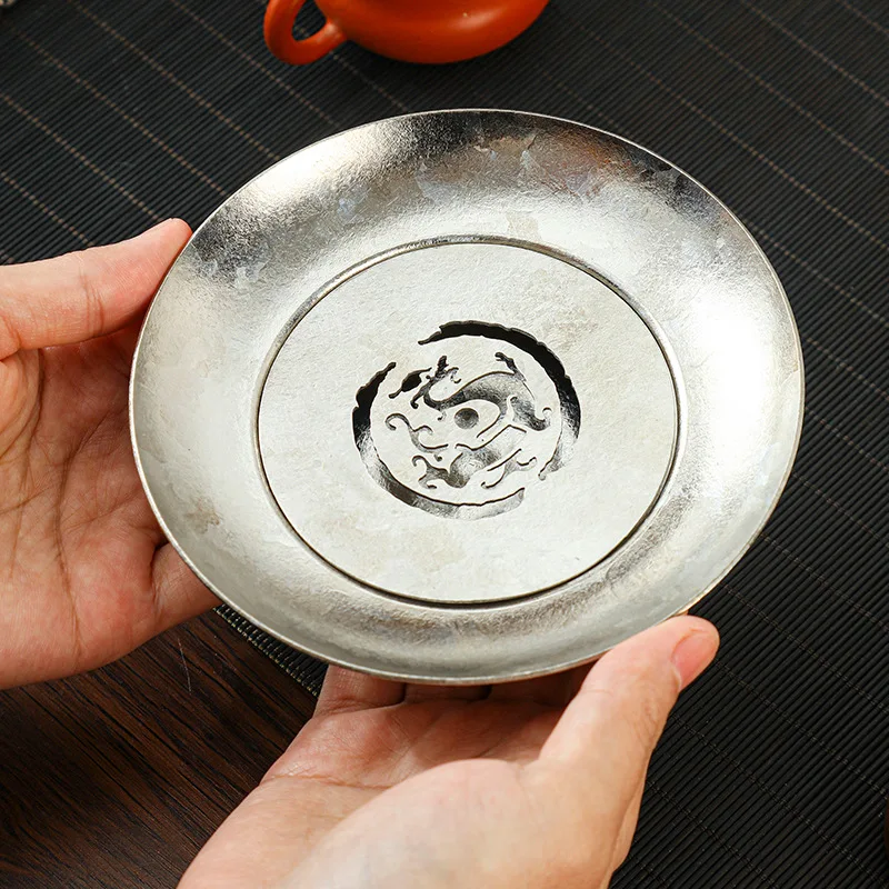 Pure Titanium Tea Pot Holder, Ice Crystal Pattern, Cup Mat, Teapot Stand, Premium Tea Ceremony Accessory