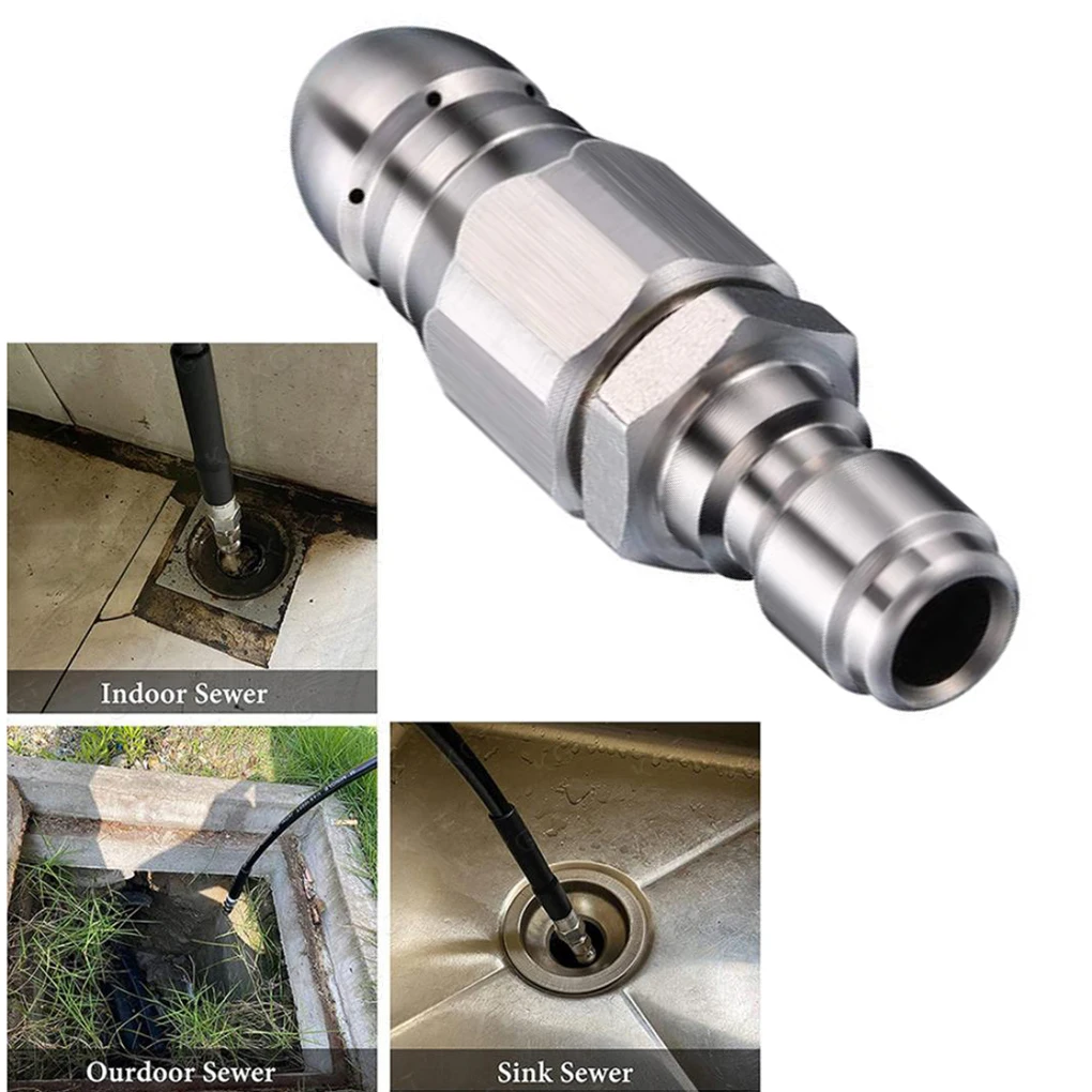 

1 Pcs 5000 PSI Sewer Jetter Pressure Drain Jetter Hose Nozzle For 1/4 Pressure Washer High Pressure Water Pipe Nozzle