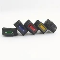 KCD3 12V / 220V LED Light on / Off Rectangular Long Rocker Switch Waterproof IP67 Cover Automobile Instrument Panel 3pin / 2pin