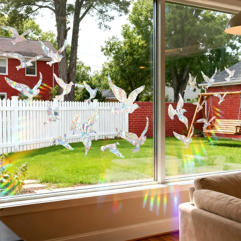 Rainbow Maker Bird Sun Catcher Window Stickers Bird Window Glass Electrostatic Prisms Sticker Kids Room Bird Sunlight Decals