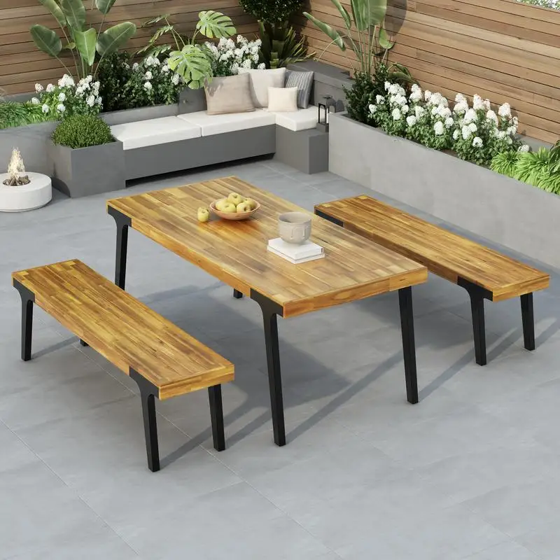 

Dining Table with 2 Benches - Perfect for Family Gatherings and Dining Rooms