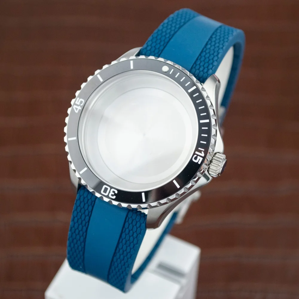 

44mm High Quality NH35 Case Dial Hands Rubber Strap Sapphire Glass Men Watch Case for Superocean NH35 NH36 Movement MOD Parts