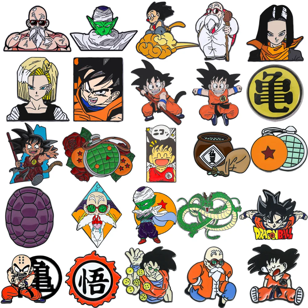 100 Dragon Ball Metall-Abzeichen, Dragon Balls Wukong Charakter Legierung Emaille-Brosche, Accessoire-Pin, Rucksack-Dekoration, Anime-Spielzeug