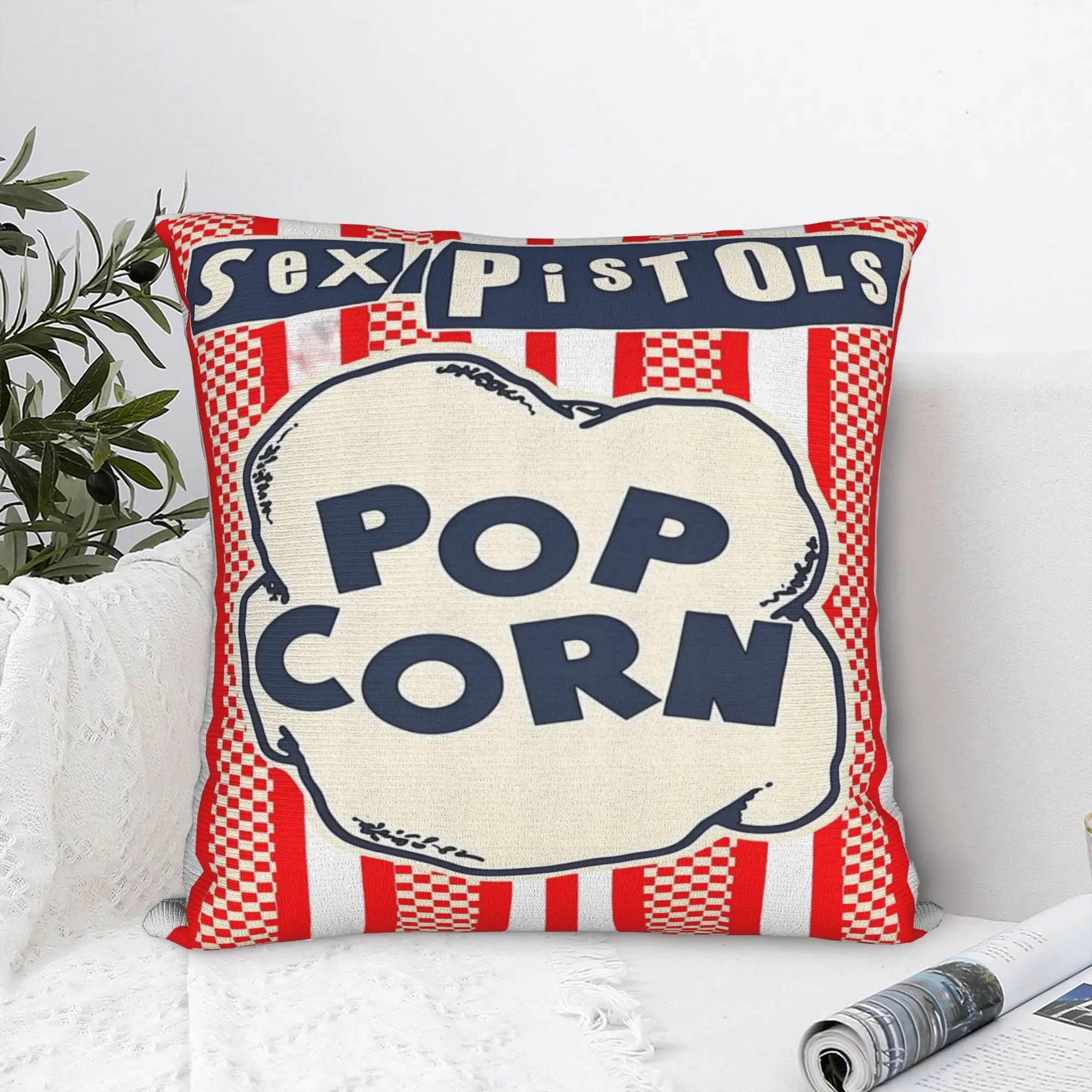 Sex Pistols Popcorn Pillow Cover  Custom Cushion Cover Cute Funny Pillow Case For Couch Sofa Bedroom