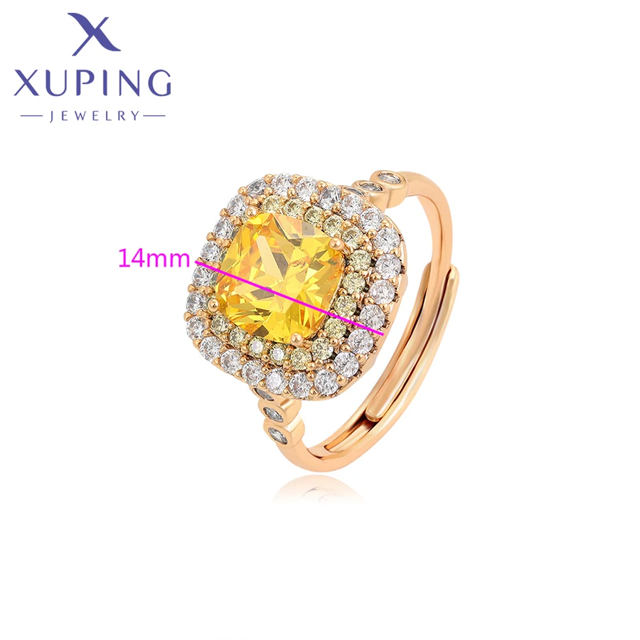 Xuping Jewelry Fashion Copper Alloy Stone Square Shaped Charm Trendy Style Gold Color Ring for Women Lady Gift  A00918392