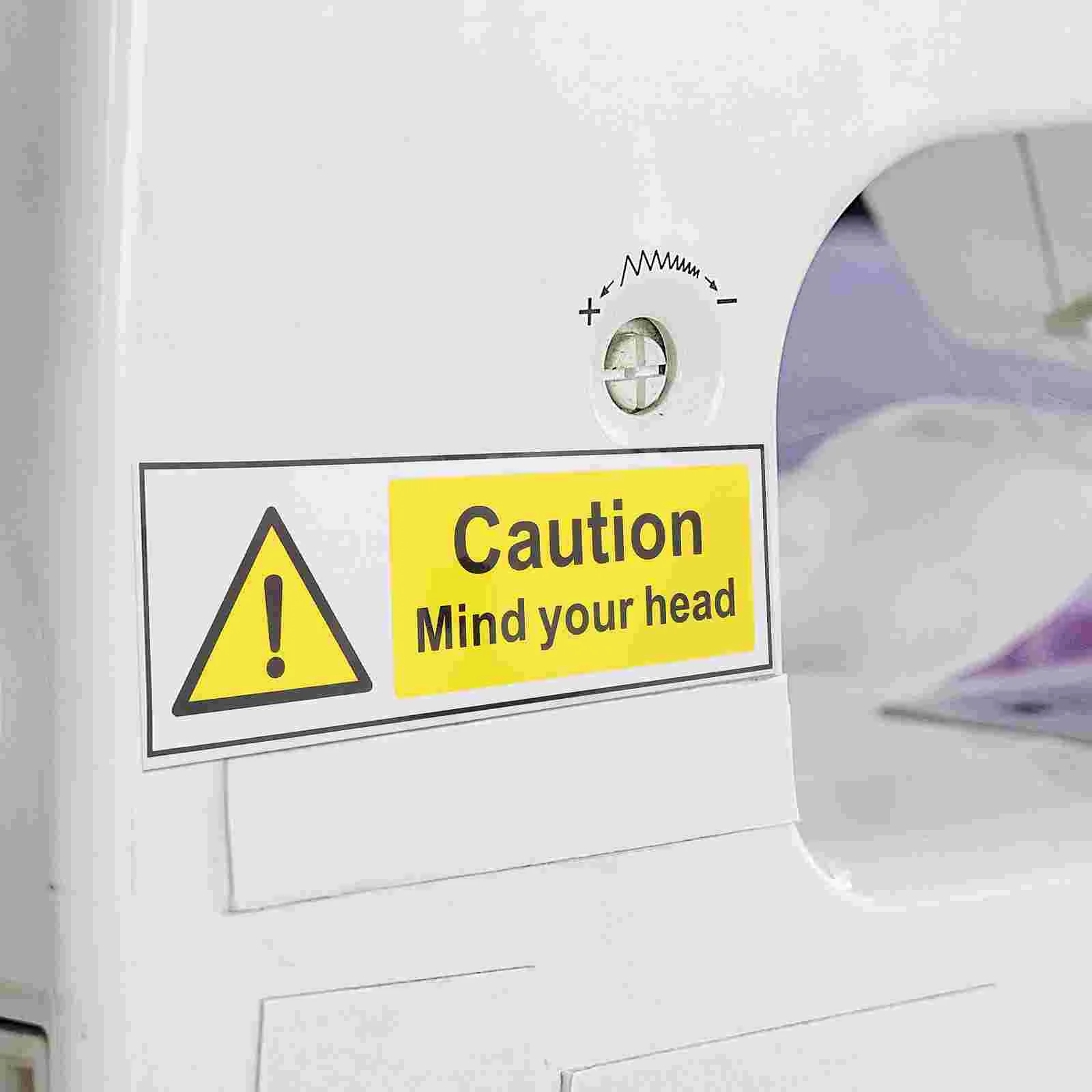 2 Sheets Safety Warning Signs Hearing Protection Label Sticker Watch Your Head Stickers Caution Mind Pp Synthetic Paper Decal