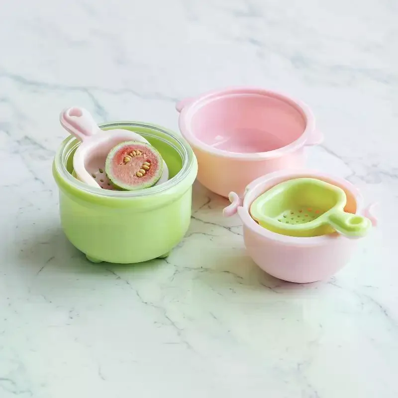 4Pcs Mini Washing Draining Basket Set Dollhouse Simulation Fruit Vegetable Decor for Micro Kitchen Scene