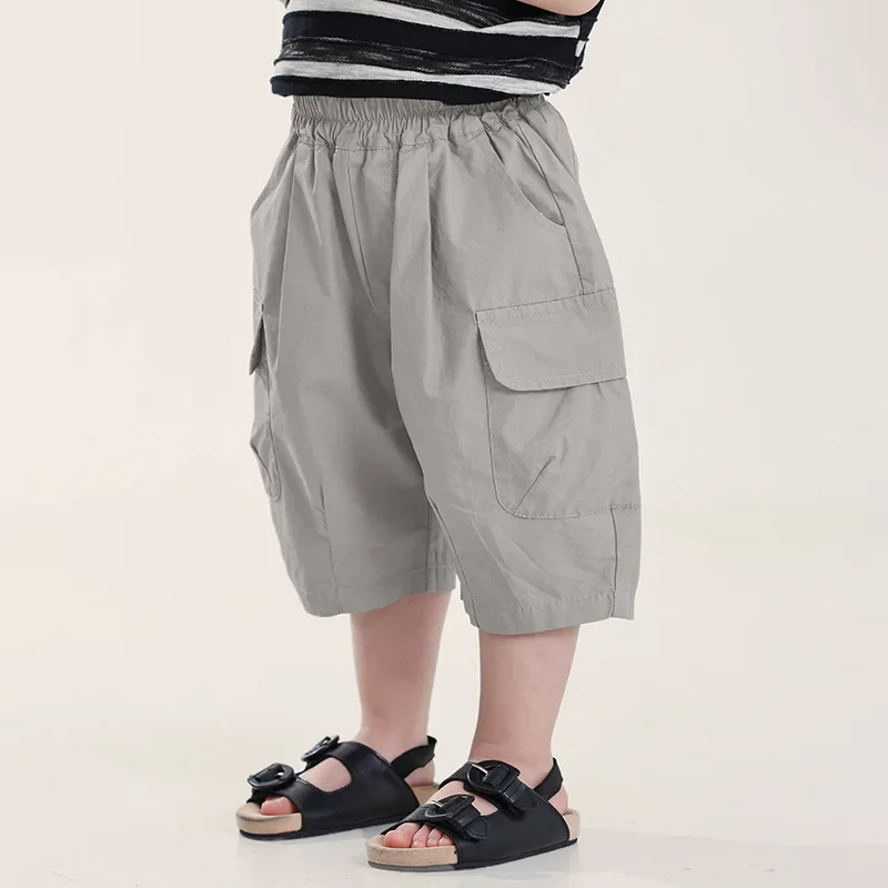 Boys Pants 2026 Summer New Childrens Clothing Korean Style Boys Baby Fashion Thin Cotton Overalls Casual Simple Daily Pants