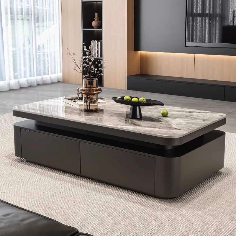 

Итальянский прямоугольный роскошный кофейный стол из каменной плиты, современный минималистичный дизайн, для небольших гостиных, домашняя мебель