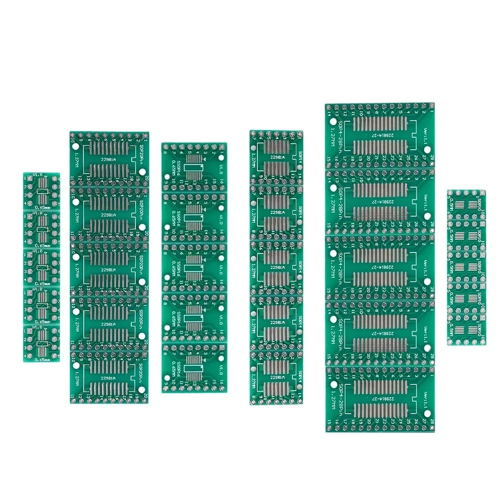 35 قطعة لوحة دارات مطبوعة عدة SOP8 MSOP10 SOP14 SOP16 SOP20 SOP24 SOP28 PCB محول محول PCB محول مجلس SMD إلى DIP
