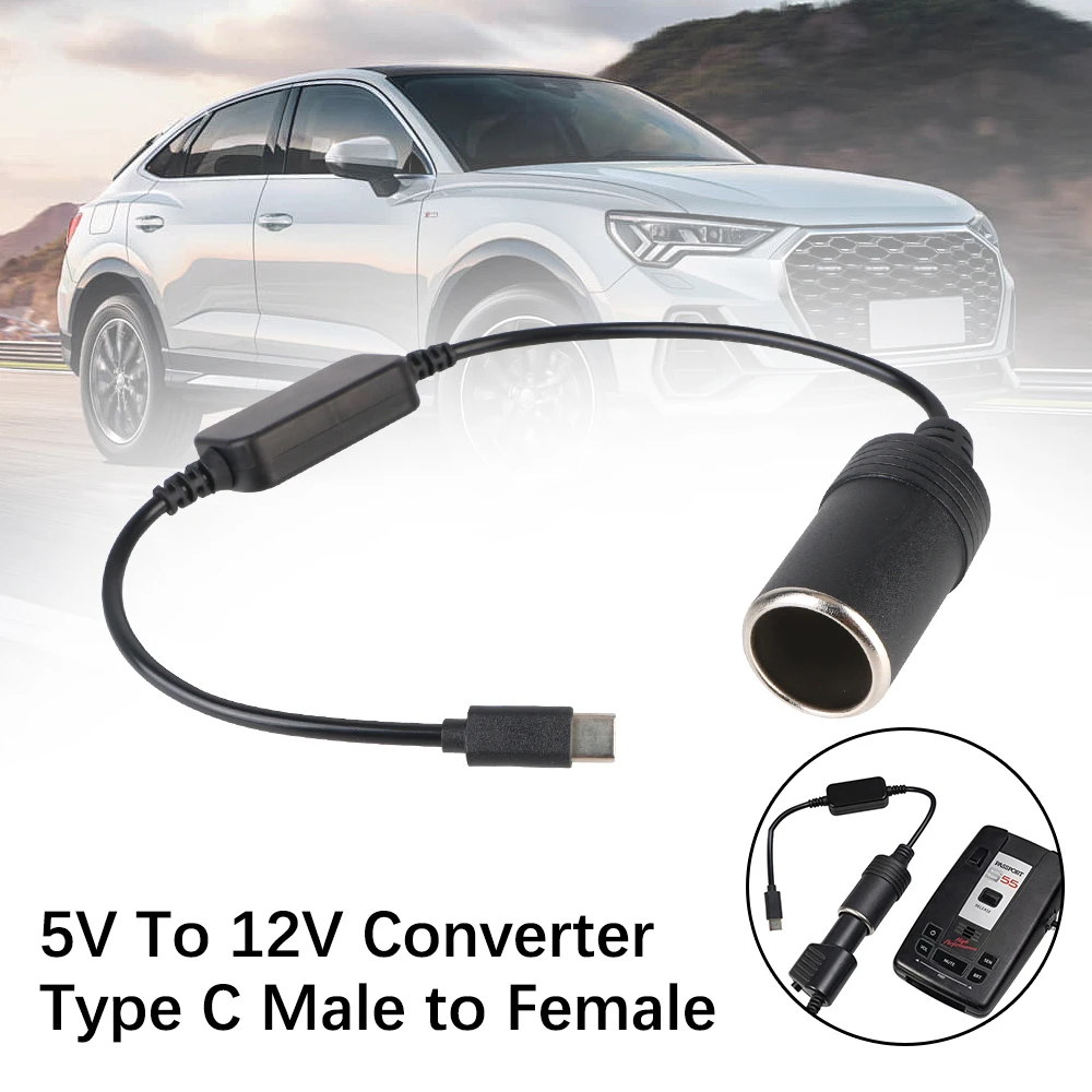 Car Electronics Cigarette Lighter Socket Power Adapter Converter USB  Type C Chargers 5V To 12V Cable Extender Auto Accessories