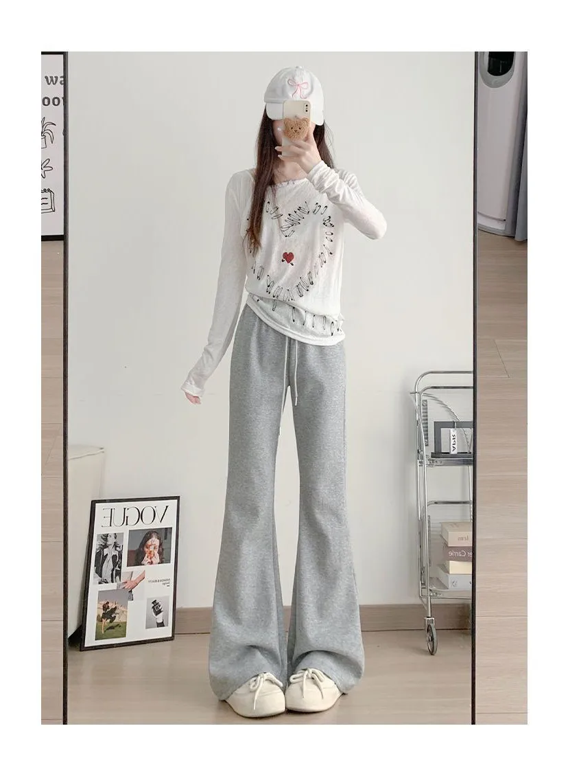 ey Hoge taille Slim Fit Spor Micro Flared Broek Dames Winter Casual Wijde Pijpen Jeans Petite American Sle Comfortabel