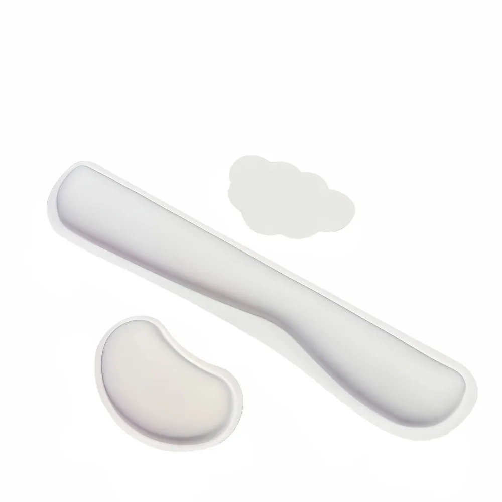 3Pcs Cloud Shape Keyboard Wrist Rest Set Non-Slip Base Slow Rebound Mouse Wrist Support Pad with Cup Coasters with Wrist Rest