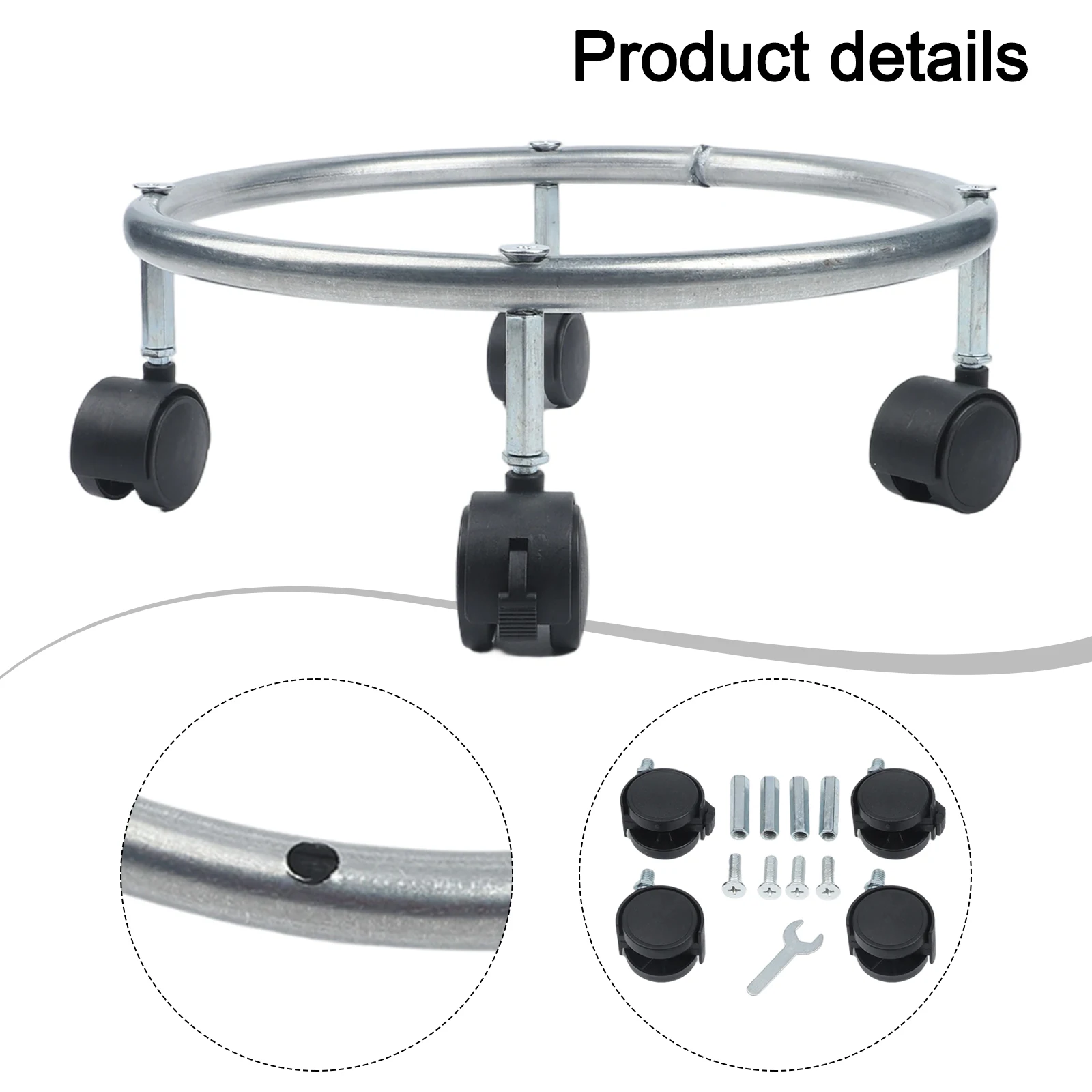 For Kitchen For Garden 29.50X29.50X10.50cm Stainless Steel Cart High Load Capacity Dolly For Tanks Rubber Wheels With Brakes
