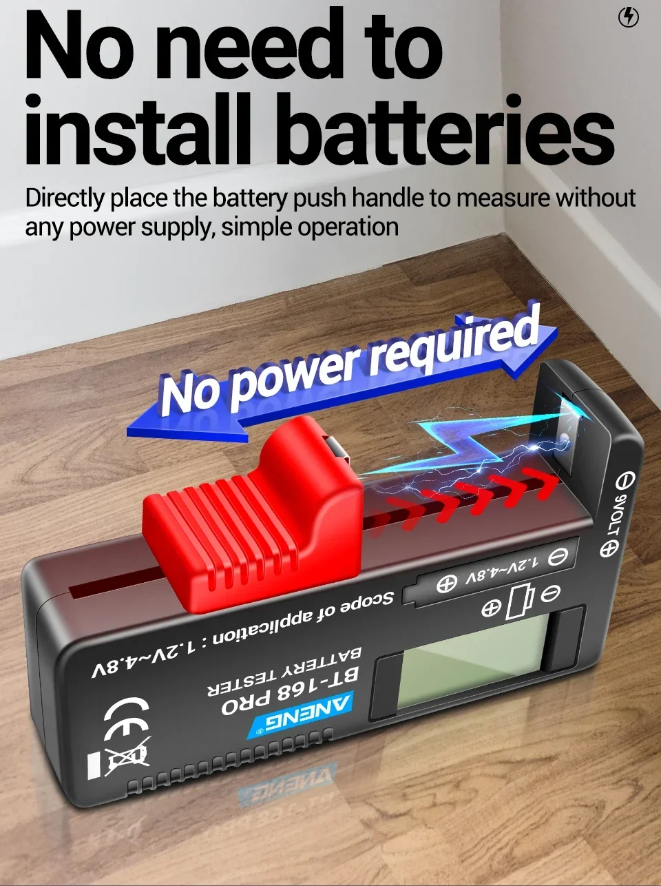 ANENG Batterietester Digital Universal BT-168 PRO Lithium-Kapazitätsprüfer Belastungsanalysator Display-Check für AAA AA Knopfzellen-Werkzeug – Detail 6