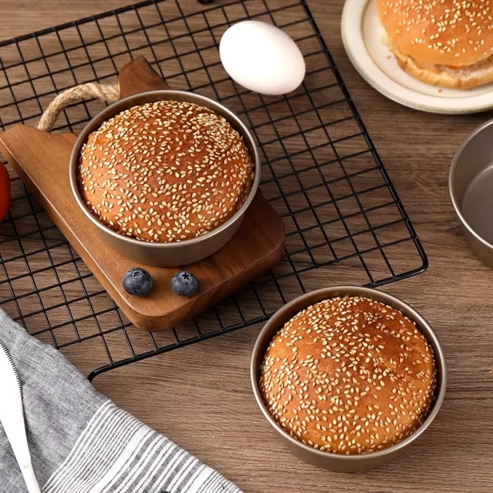 

Baking Tool 4 Inch Bread Mold Non Stick Bottom DIY Hamburger Mold Carbon Steel Cake Baking Pan Biscuit