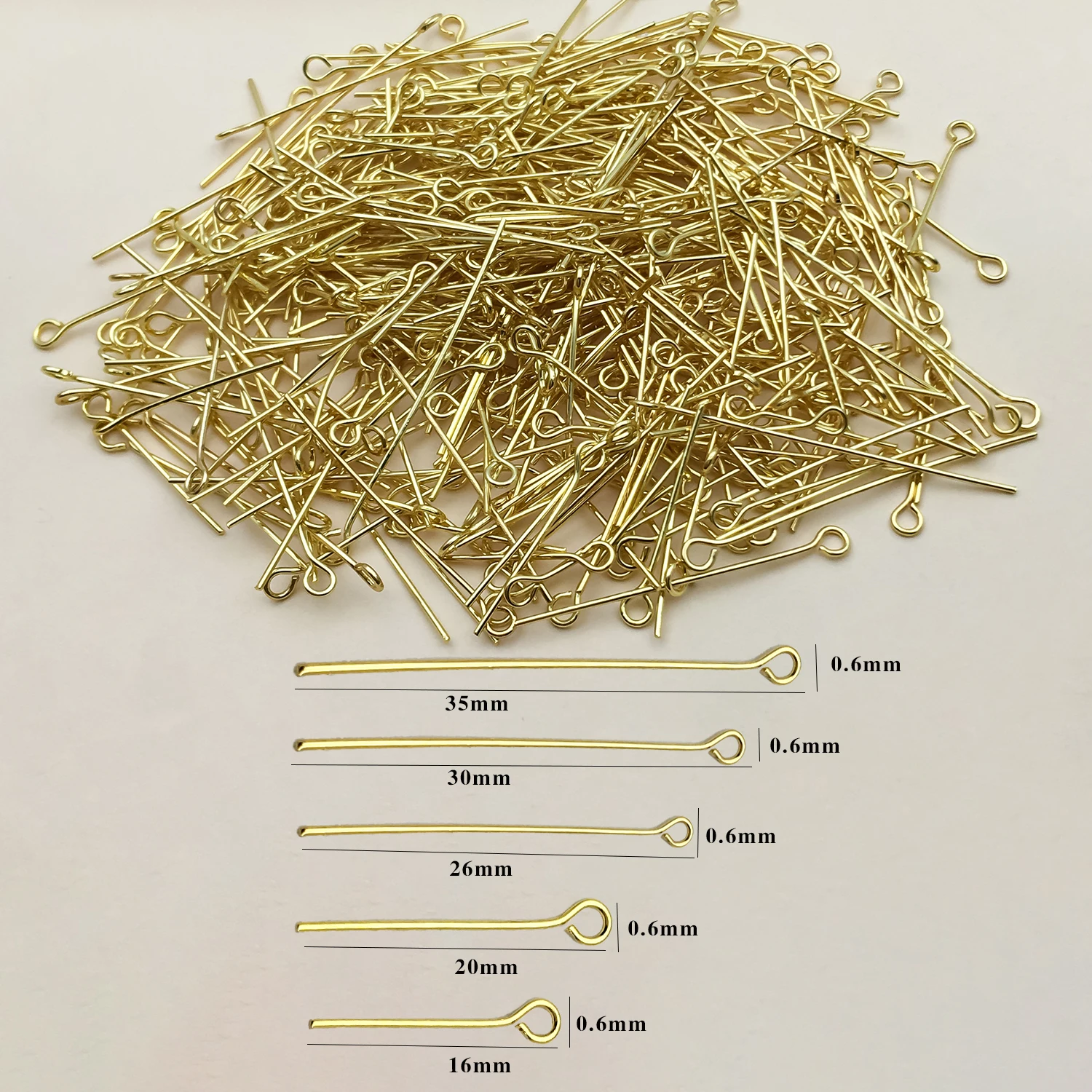 10/20/30/50 قطعة 18K مطلية بالذهب النحاس وسميكة فضي 16/18/20/26/30/35 مللي متر الكرة رئيس دبابيس لنتائج المجوهرات صنع الملحقات
