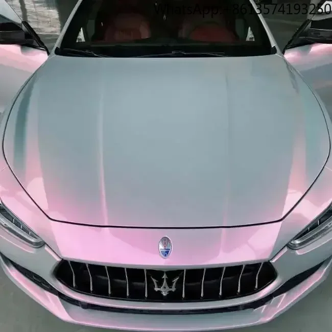 

CPKL розовый хром металлическая меняющая цвет автомобильная пленка виниловая пленка с воздушными пузырьками PPF