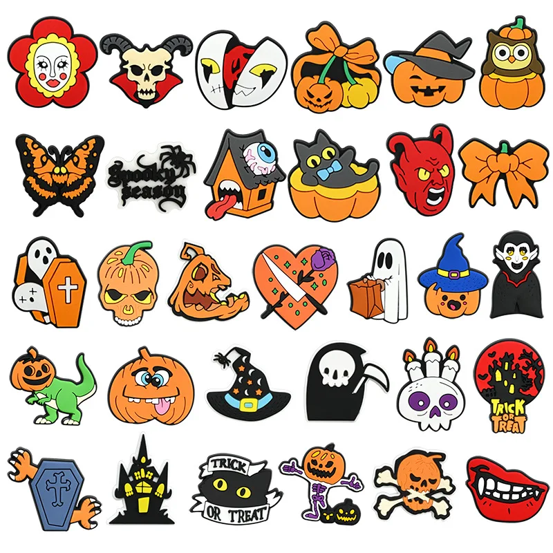 Halloween series lot PVC shoe Charms Slippers Buckle combination Fit Wristbands accessories Decoration Bands gift unisex party