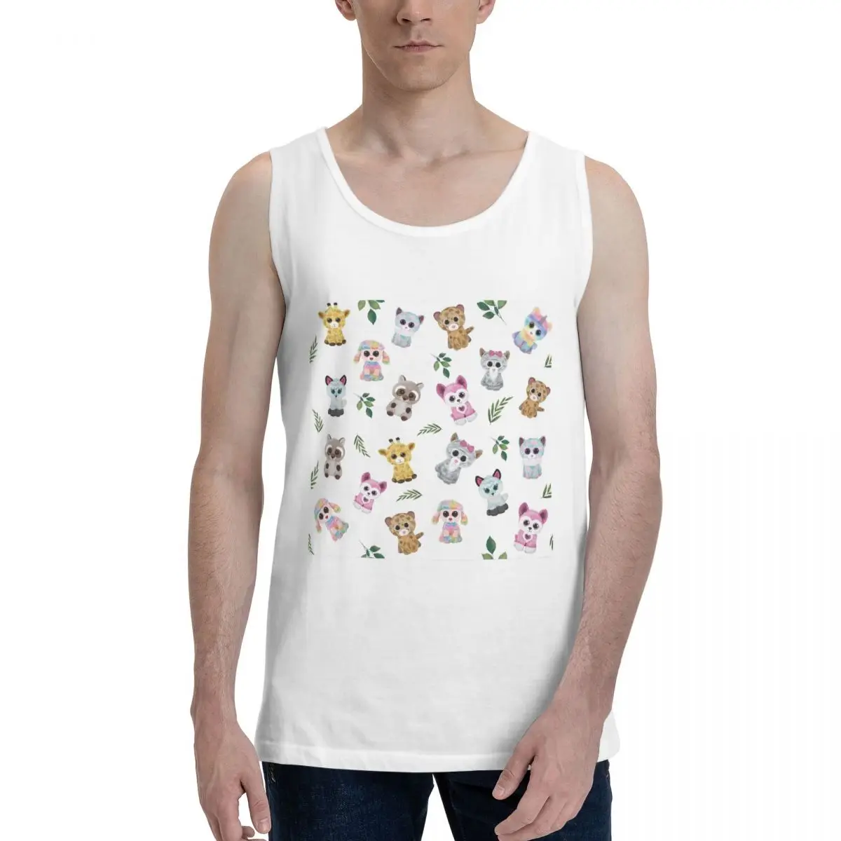 Camiseta Sem Mangas Masculina Beanie Boo 100% Algodão, Roupas para Homens, Camisetas e Tops