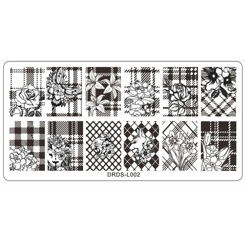 1 pz 12*6cm Nail Art estate fiore timbro timbratura piatti modello di fiore fresco piatti modello di chiodo trasferimento unghie strumento #