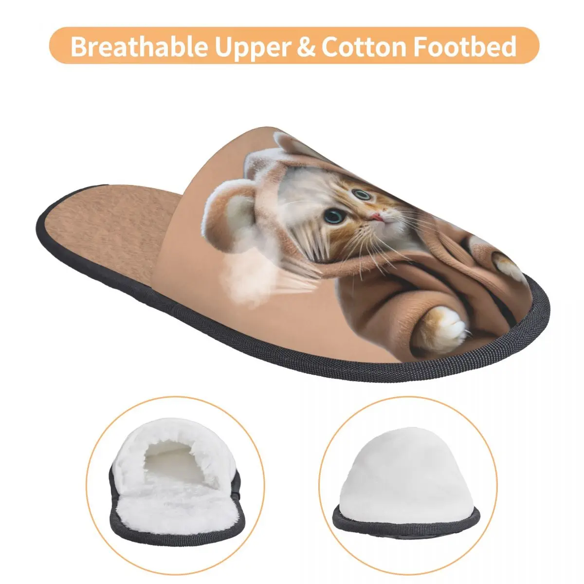 Custom Cute Cat Memory Foam Slippers Women Cozy Warm House Slippers