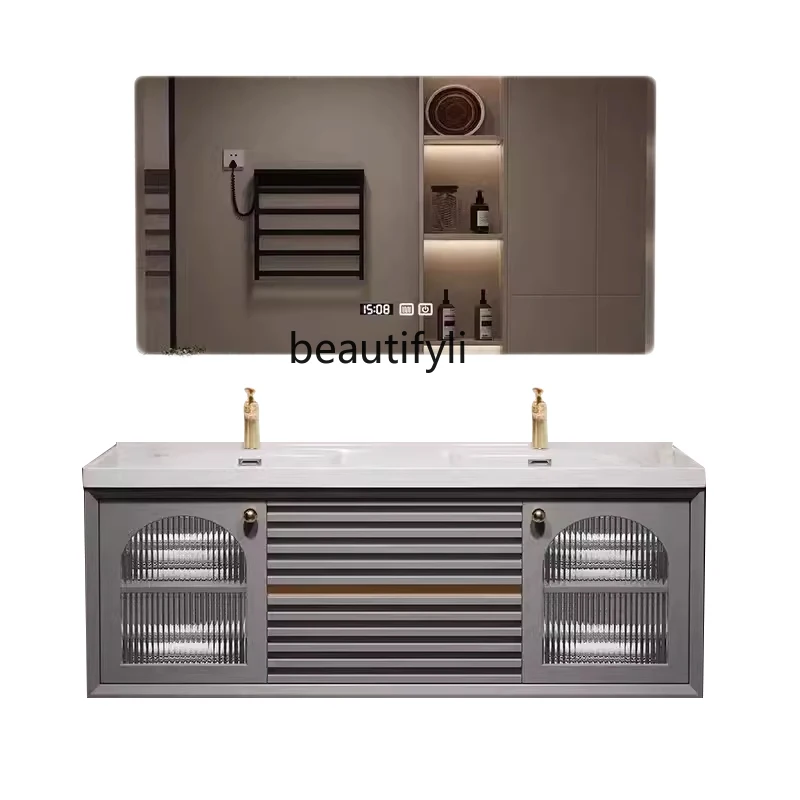 Modern Light Luxury Oak Bathroom Cabinet Bathroom Ceramic Whole Washbin Washbasin Cabinet Washstand Wash Basin Cabinet